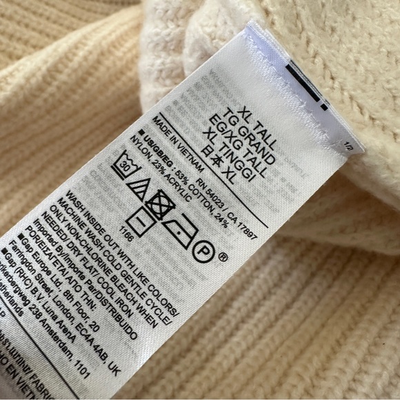 NWT GAP Super Soft Cream Sweater Crew Oversized CashSoft XL Tall Sweater - Picture 5 of 5